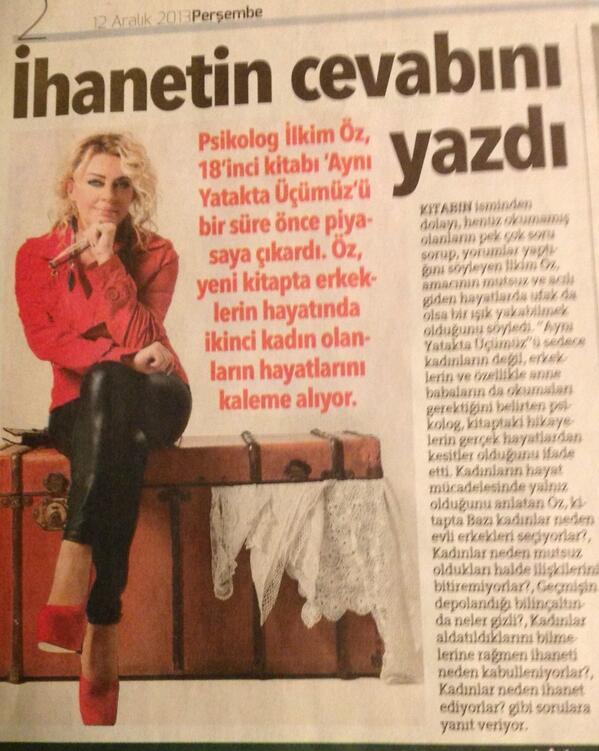 Bugün Hürriyet Gazetesi kitabın haberini böyle verdi. #AynıYataktaÜçümüz