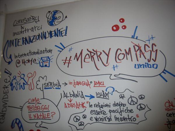 MakoBrigitte's tweet photo. Pensieri post #merrycompass: la mia parte preferita è stata veder nascere il cartellone! @Placevent1 @compassunibo http://t.co/21vknOTf2F