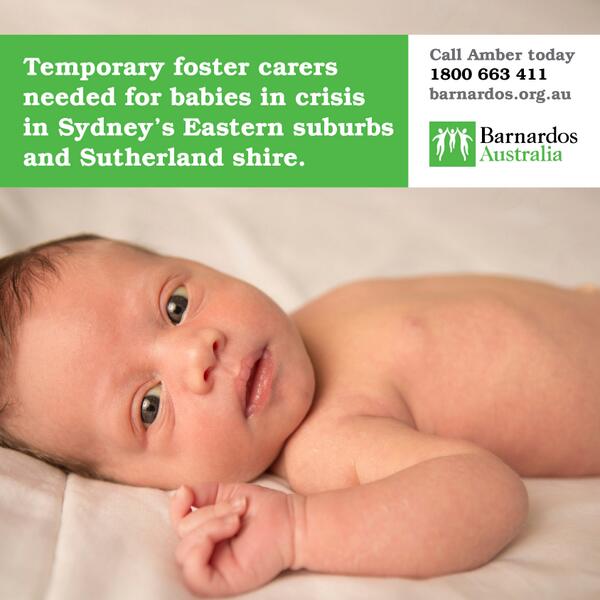 Barnardos_Aus's tweet photo. We need carers for babies in crisis in Sydney's eastern suburbs &amp; Sutherland Shire - can you help? http://t.co/RE0qnfHSDh