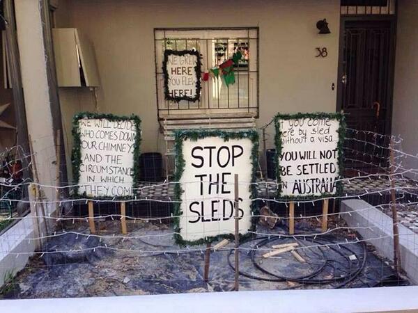 Coffeeologistwa's tweet photo. An Australian Christmas. TURN BACK THE SLEIGHS! SEND THE ELVES TO AN OFF SHORE PROCESSING FACILITY!! http://t.co/Aq5dhr1ieW