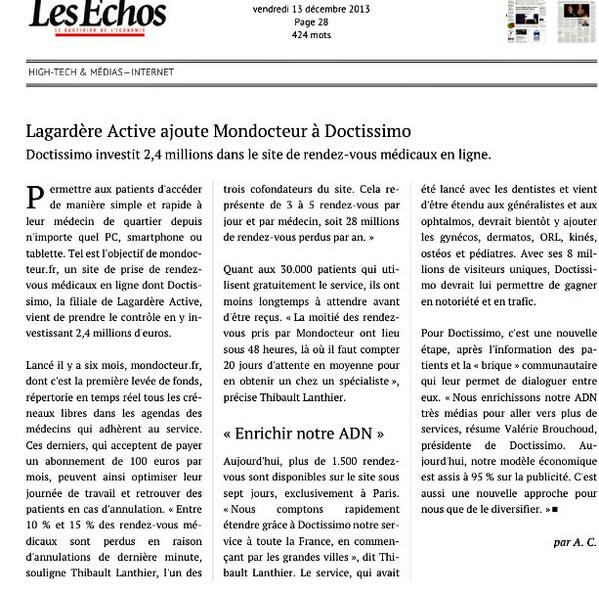Th_Orsoni's tweet photo. Lagardère Active ajoute MonDocteur à Doctissimo. http://t.co/4JbcJXVXF4