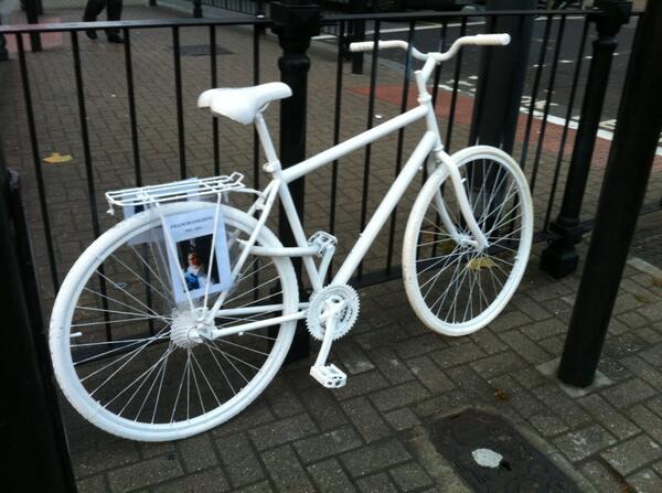 PGSMurray's tweet image. Francis Golding's ghost bike at the junction of Sothmapton Row and Vernon Place. Thanks @chrisegret