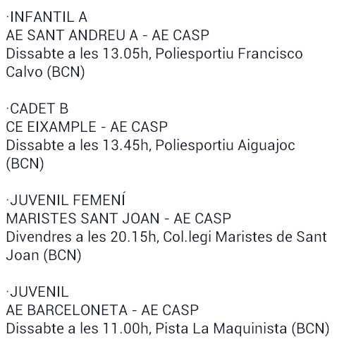 AECasp_Sala's tweet photo. PARTITS A FORA - CAP DE SETMANA 14-15 DESEMBRE http://t.co/I25NIhCVU5