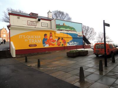 electric_angel's tweet image. the scaffolding came down yesterday on our latest public artwork - a  homage to poster artist tom purvis.