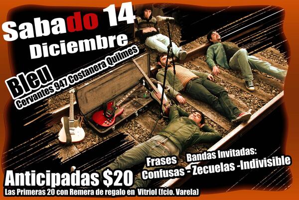 DespegateRock's tweet photo. Este sábado 14 de diciembre en "Bleu" Av. Cervantes 947 Quilmes, los esperamos a todos!!!!!!!! http://t.co/NAoser8pvR