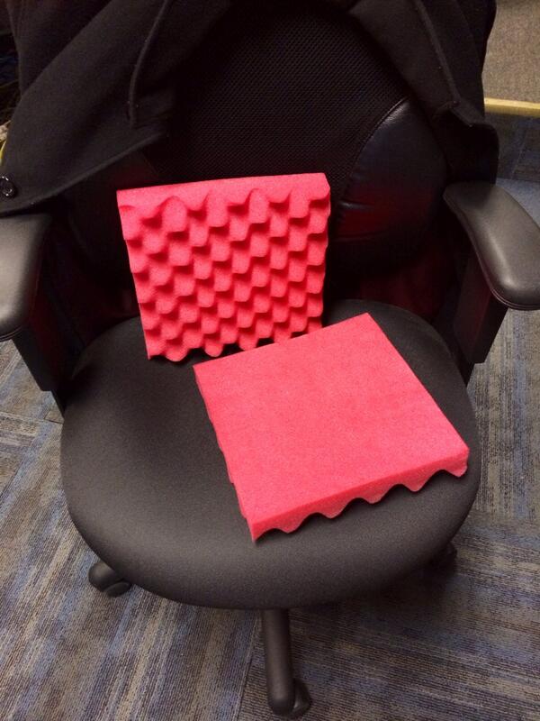 fox4kc's tweet image. Found in the trash, colleague thought this would be a great way to support his back. #what? #dumpsterdiver   ^sjc