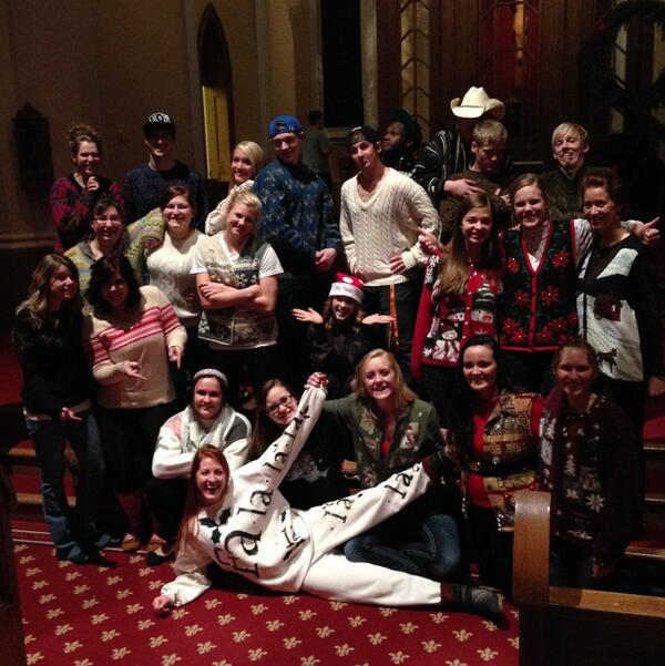 UJConcertChoir's tweet photo. Come listen to the choir sing in their 1st Christmas performance TONIGHT at the Basilica!! #choirnerds #uglysweaters http://t.co/L4XMM72Tl0