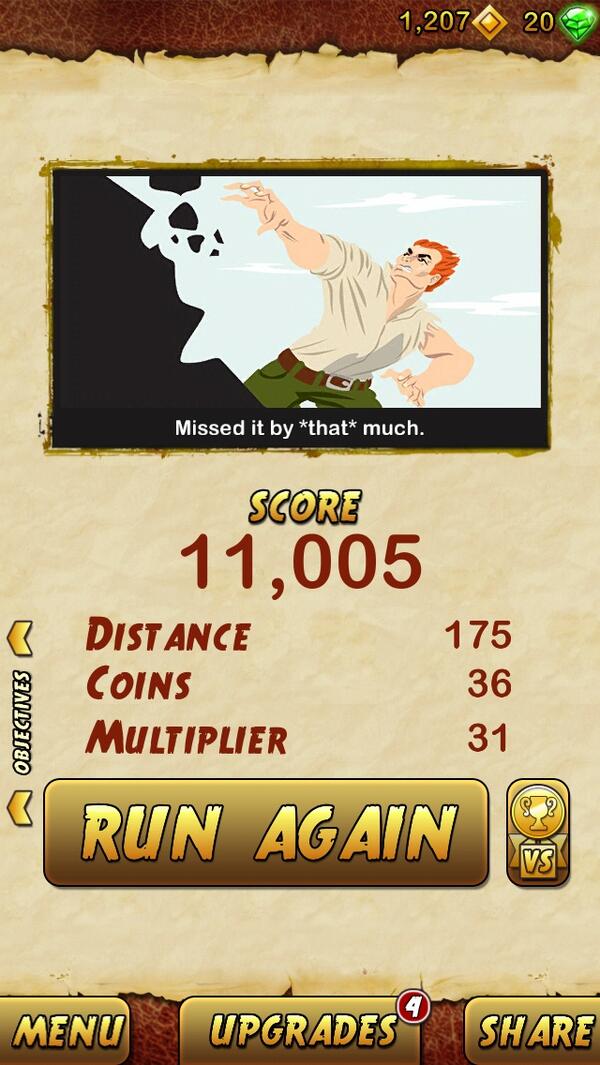 _Heather_R's tweet photo. I got 11005 points while escaping from a Giant Demon Monkey. Beat that! http://t.co/Tjh67XLEEh http://t.co/Z0PqhCXS4J