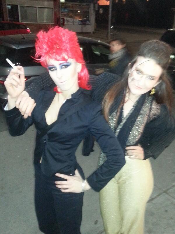 PrettyPenny007's tweet photo. Having too much fun at #BOWIElesque. Were both wearing pants tho. So shameful. @NoPantsSociety @paddyjane http://t.co/G9YmKxNU81
