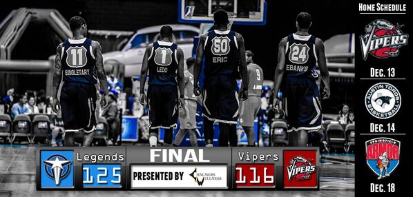 Legends #StopTheStreak 125-116! Legends end @rgvvipers 19 gm win streak. Brought to you by @ChalmersWellnes