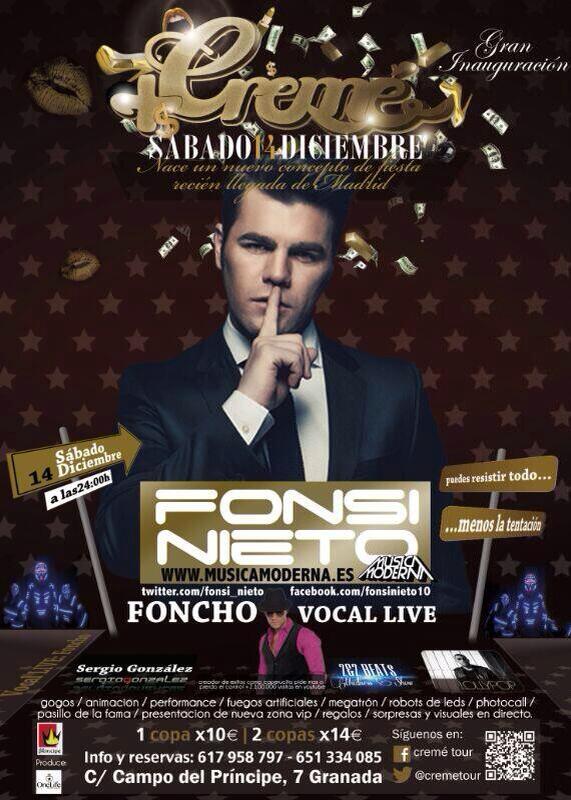 Hoy SÁBADO <a href="/FONCHOARTISTA/">F O N C H O</a> en @SalaPrincipe en el <a href="/CremeTour/">Cremé</a> <a href="/Amurgogalan/">Manuel Amurgo Galan</a> <a href="/ListasVipCreme/">Listas V.I.P Creme</a> @fiestasrrppGr