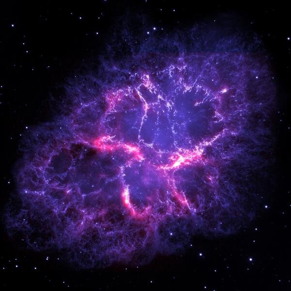 NASA's tweet photo. Crab Nebula - A composite view of an iconic
 supernova remnant in our Milky Way galaxy. 
http://t.co/usn3Brgeft  http://t.co/UK80UkIXUy