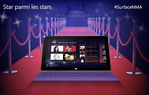 SurfaceFrance's tweet photo. Les #NMA, c’est parti. Rendez vous dès maintenant sur le tapis rouge sur : http://t.co/IeN4wmnJZR http://t.co/ZYELnebNuj