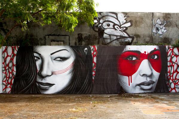 LoftyGoalsNYC's tweet photo. Fin DAC and Angelica Christina collaborated on this gorgeous mural for #ArtBasel Miami: http://t.co/AJ1HlrUp9e