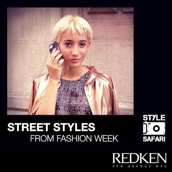 Redken5thAve's tweet photo. Blogger @elisacarassai wore this fierce metallic jacket at Milan Fashion Week! Do you love her look? #StyleSafari http://t.co/UK6Zh5N9Xe