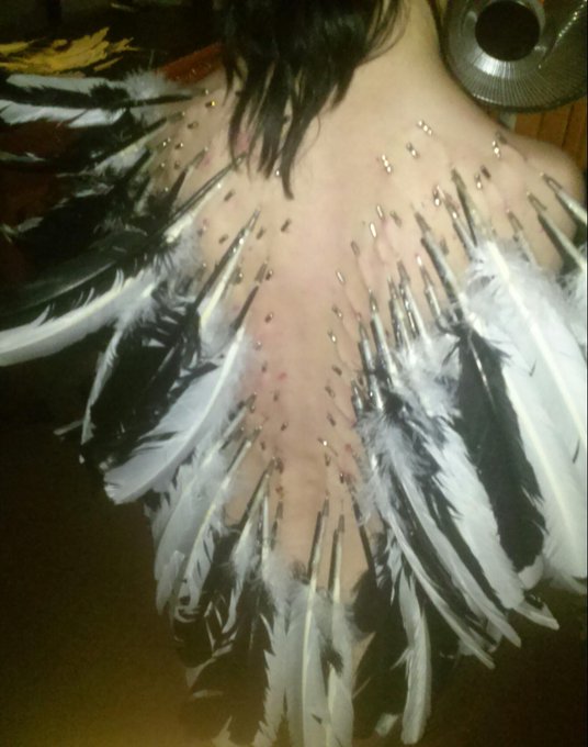 So last night at tabbo i was pierced into an angel and watched jesus get crucified and bleed everywhere