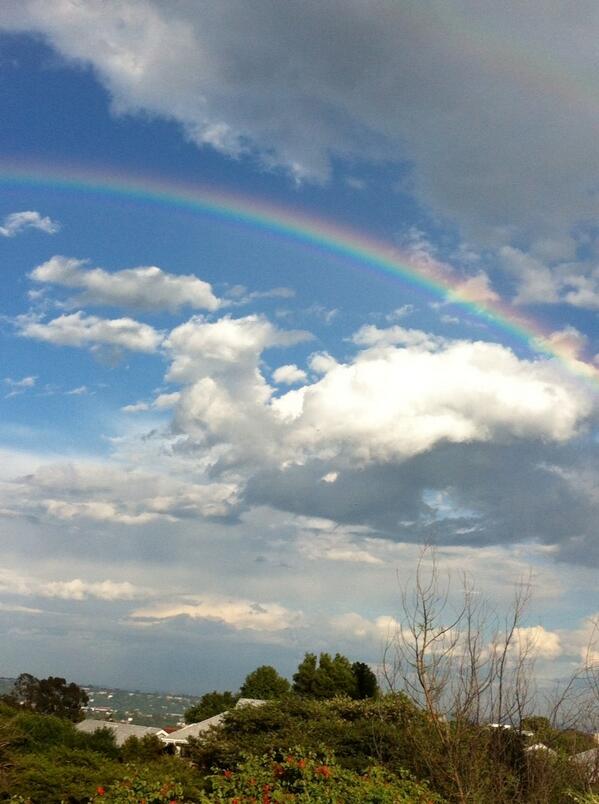 It's a sign! Beautiful #Rainbow over Jo'burg on the morning of #MandelaFuneral