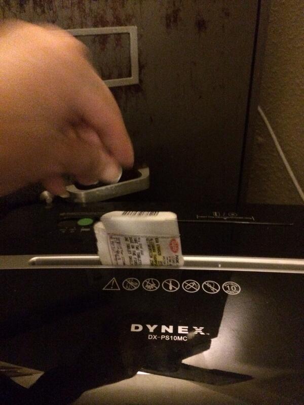 Venice311's tweet photo. Yet another great use for the paper shredder. #prescriptionlabels http://t.co/yDjgW15oqu
