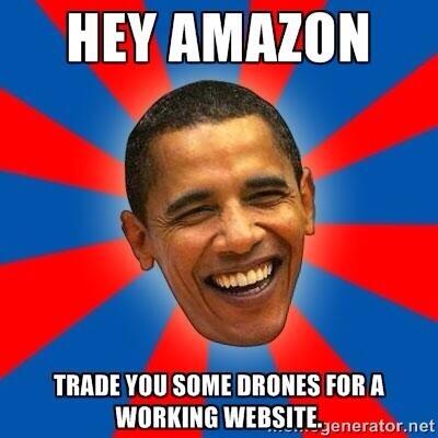 YoungGOP's tweet photo. Well now amazon has their drones but where's our working website?! http://t.co/NJDIKUCIpP