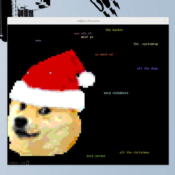 $ sudo yum -y install doge
$ echo doge >> ~/.bash_profile
$ su - $USER
$ echo such @dogepenman most @penmanross wow