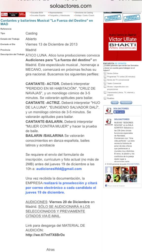 "<a href="/lfddtributo/">LFDDtributo a MECANO</a>: Eres actor,cantante o bailarín? Te gustaría participar en el mejor tributo a Mecano? Aquí casting! RT "