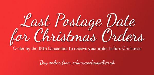 Last orders - 18th December adamsandrussell.co.uk