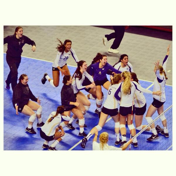 UWVolleyball's tweet photo. Game on, Seattle! In case you missed it, the Dawgs advanced to the Final Four in an epic five set thriller! http://t.co/egfKzCCtNM