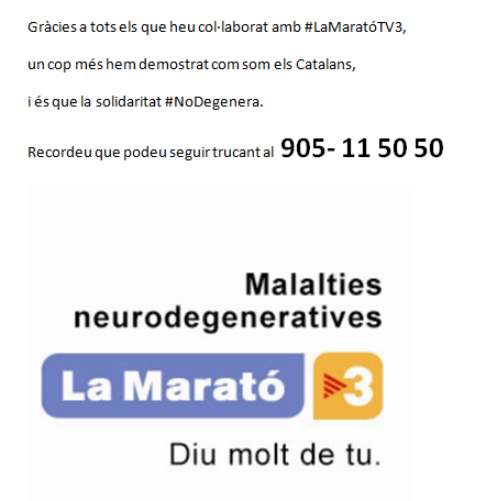 esquerrasantboi's tweet image. #LaMaratóTV3 diu molt de tu, perquè la solidaritat #NoDegenera. Gràcies per fer-ho possible!!!!!