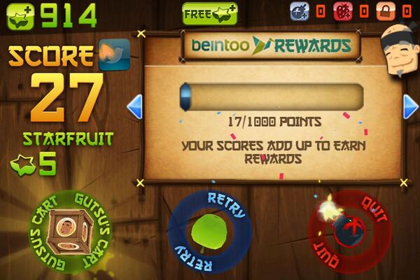 I just sliced 27 fruit in Classic Mode on <a href="/FruitNinja/">Fruit Ninja</a> for iPhone! bit.ly/NVOMI2