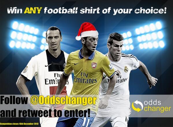 **CHRISTMAS GIVEAWAY**  

Win a football shirt of YOUR choice tomorrow!

Simply FOLLOW &amp; RETWEET to enter.