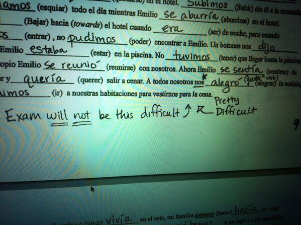 upmyali123's tweet photo. When your Spanish teacher puts this at the end of the review key >>>
#ptl http://t.co/nKRa218apt