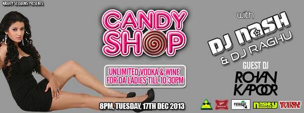 PebbleBlr's tweet photo. the candy shop special edition feat @rohankapoordj  and ur resident on a #tuesday .., @nash909 @DeejayRaghu http://t.co/4iwTPZQcci
