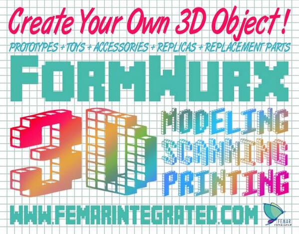 FemarIntegrated's tweet photo. 3D printing is here, and it's for EVERYONE! Create your own design and we'll print it for you! #CreateYourOwnObject http://t.co/7TOqTKAmwd