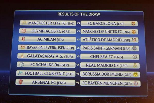 ExperienciaNoel's tweet photo. Octavos de final de la Champions League: sobresalen Manchester City vs. Barcelona y Arsenal vs. Bayern Munich http://t.co/085kqc8tvT