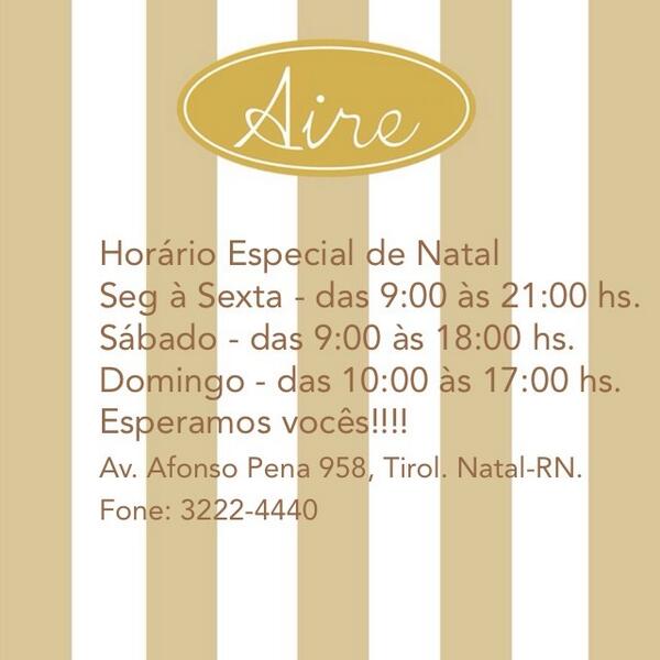 airemoda's tweet photo. Horário Especial para suas comprinhas de Natal!!! http://t.co/mO7a50ooJw