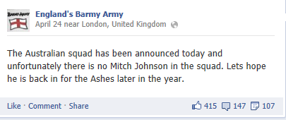 sportsbetcomau's tweet photo. You can sing that again, lads @TheBarmyArmy ... #ashes http://t.co/D5XCalnyO6