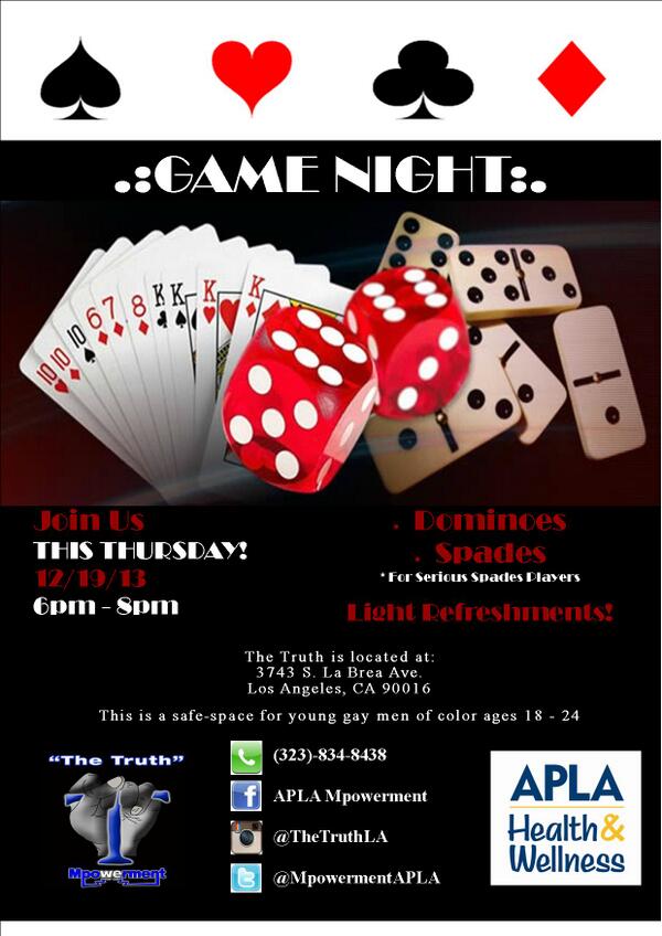 MpowermentAPLA's tweet photo. Game Night THIS THURSDAY!!! :) http://t.co/VhC7fJtXky