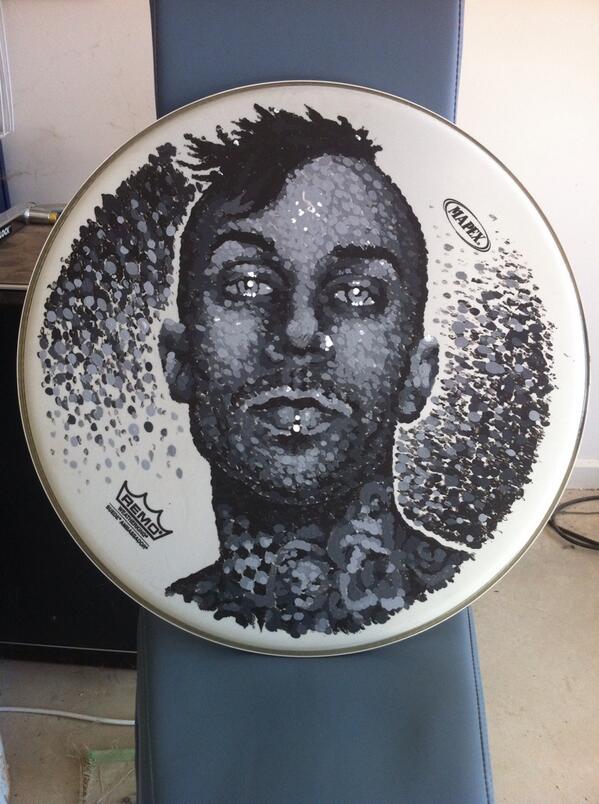 Hey <a href="/travisbarker/">Travis Barker</a> I did this piece the other day. Painted entirely with drumsticks. Hope you dig it.