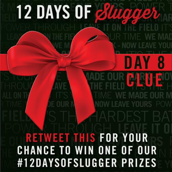 sluggernation's tweet photo. DAY 8 CLUE: FOLLOWERS TO RETWEET are eligible to win one of our #12DaysofSlugger prizes! http://t.co/4QLFKWYcB8