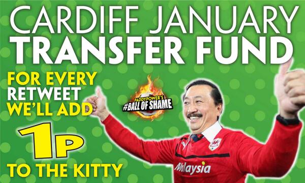 CALLING CARDIFF FANS! For every RT we get of this image we'll donate 1p to your transfer kitty!! #BallofShame