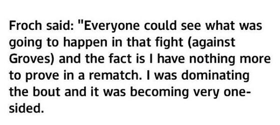 StGeorgeGroves's tweet photo. For everyone wondering 🎶What the Froch says🎶.. This is it! Not convincing enough to me! #RematchOrRetire http://t.co/TGkO6F7vTC