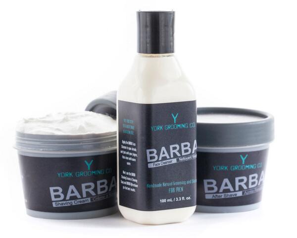 The BARBA shaving cream, after shave and cleanser are all natural and will make you look and feel great!