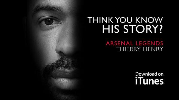 Arsenal's tweet photo. Open iTunes to download full 'Arsenal Legends: Thierry Henry' documentary (UK only) http://t.co/27E32o36XD #KingHenry http://t.co/XBf5AJ5Opm