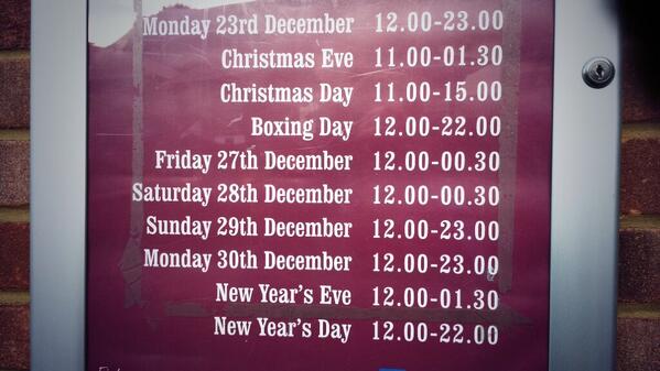 Red4274's tweet image. Christmas opening hours