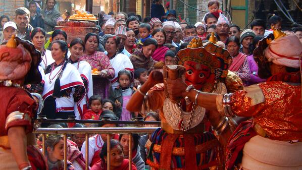 fanuet's tweet image. Danse des masques à #Harisiddhi à l'occasion de Yomari Purnima #Népal #Newar