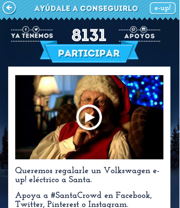 VW_es's tweet photo. Felicidades @Juanmv94! Fuiste el que + te acercaste al nº de apoyos a #SantaCrowd! La sudadera es tuya!Mándanos DM :) http://t.co/tldZS5TWfL