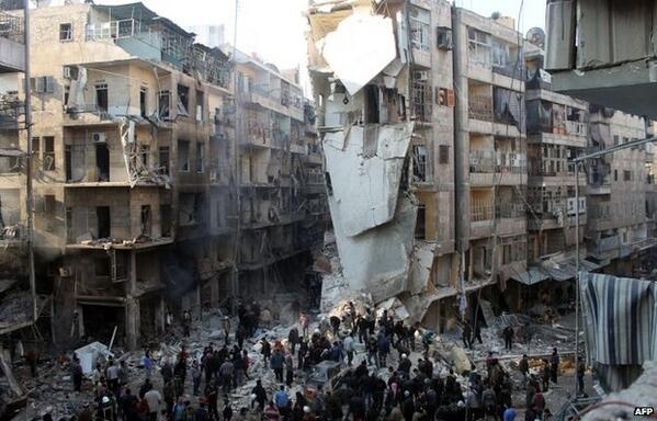 BBCWorld's tweet photo. PHOTO: Aleppo's Shaar district, where 15 people reportedly died in Monday's air strikes http://t.co/WFYsEtNNtM #Syria http://t.co/ZjAcq6sOGe
