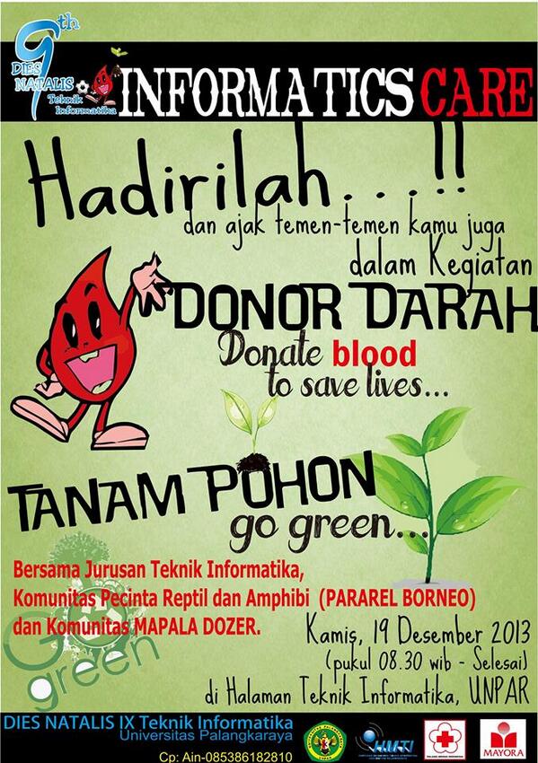 hmtiunpar's tweet photo. YUK donor darah dan tanam pohon, terbuka untuk umum. cc:@infoPLK @BEM_UNPAR http://t.co/00oSIHEtI5
