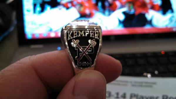 AndyKemper's tweet image. Hard to type with the added weight. #ringingintheholidays #illgetusedtoit