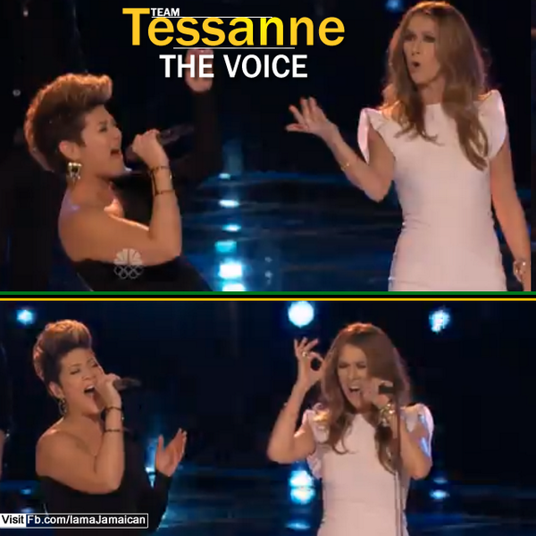 thejamaicanco's tweet photo. #TeamTessanne and Celine Dion!!! http://t.co/HuWcL7Oycx